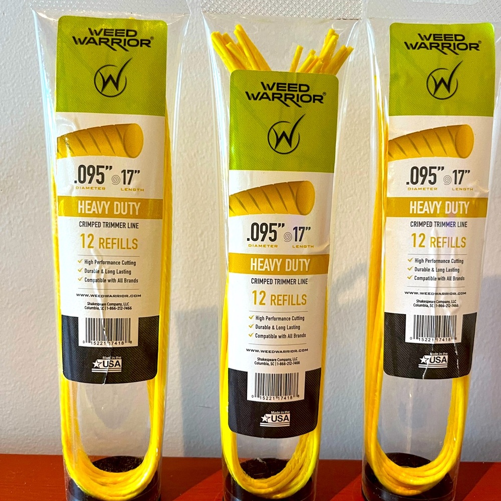 NEW WARRIOR HEAVY DUTY CRIMPED TRIMMER LINE REFILLS - .095" X 17" LOT OF 3